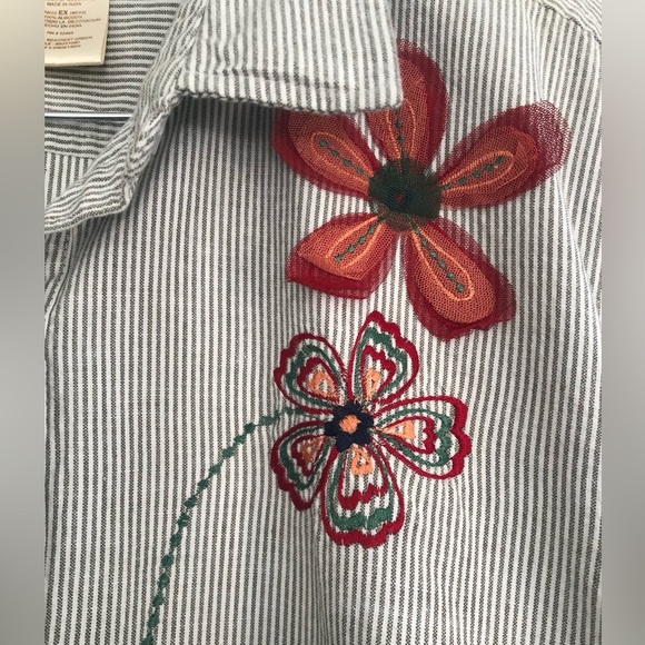 Vintage Bobbie Brooks Striped Cotton Shirt - Embroidered - made in India - XL - Picture 5 of 6
